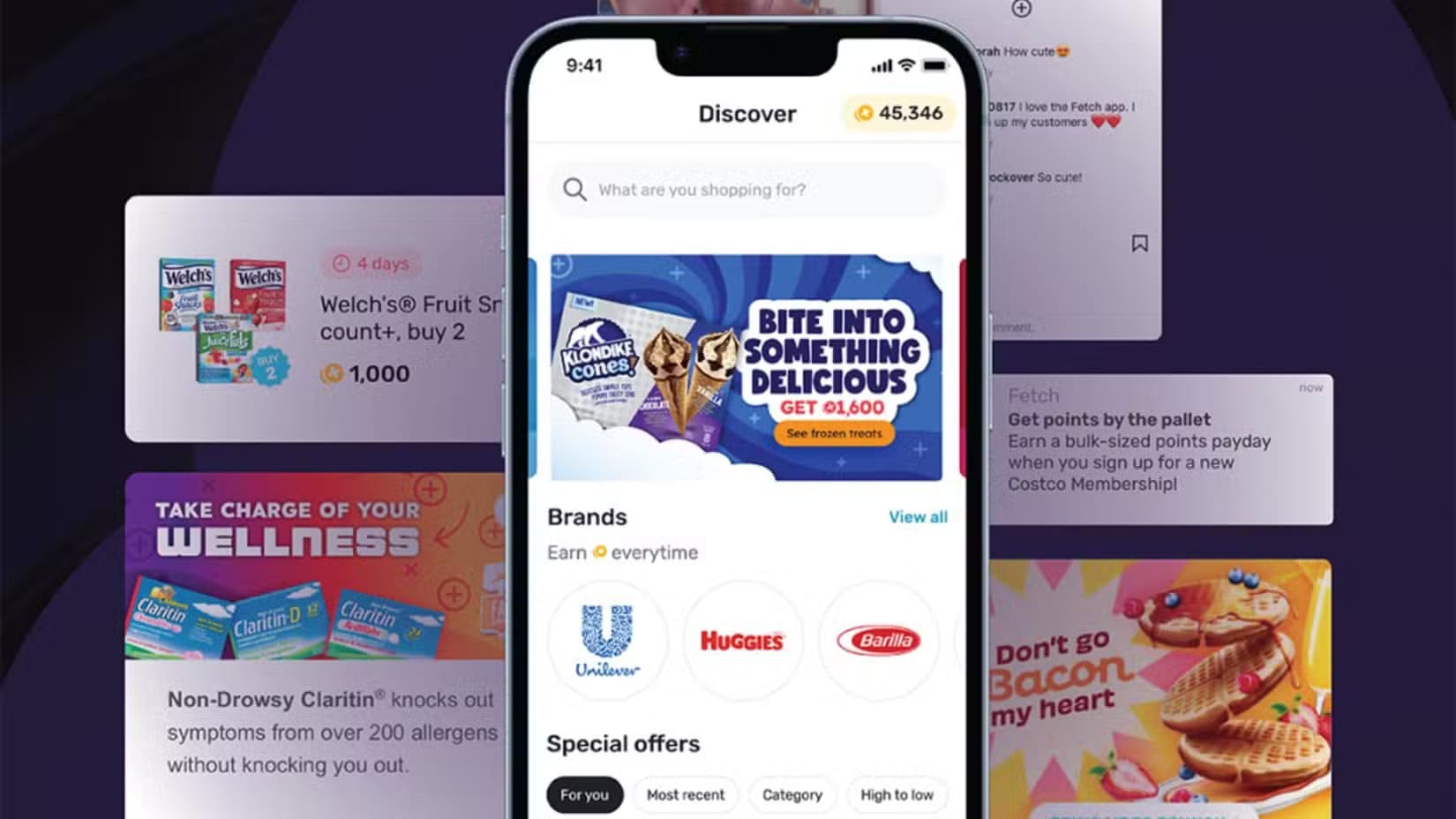 the-fetch-app-on-a-phone-showing-off-the-different-points-and-deals-people-can-get تطبيقات Android أثبتت فعاليتها في كسب المال بدون رأس مال