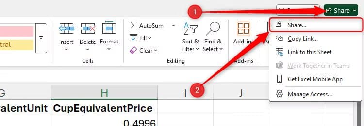 the-share-buttons-in-microsoft-excel-are-selected ميزات رائعة في Excel ستغير طريقة عملك هذا الشهر
