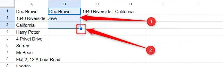 three-cells-are-selected-in-google-sheets-and-the-fill-handle-in-the-bottom-right-corner-of-that-selection-is-highlighted تحويل صورة تحتوي على جدول إلى Google Sheets بسهولة