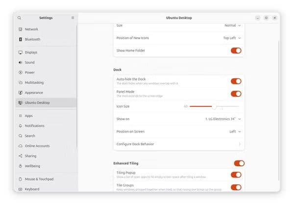 ubuntu-dock-settings تجربة استخدام مختلفة تجعل Ubuntu خيارًا لا يمكن تجاهله