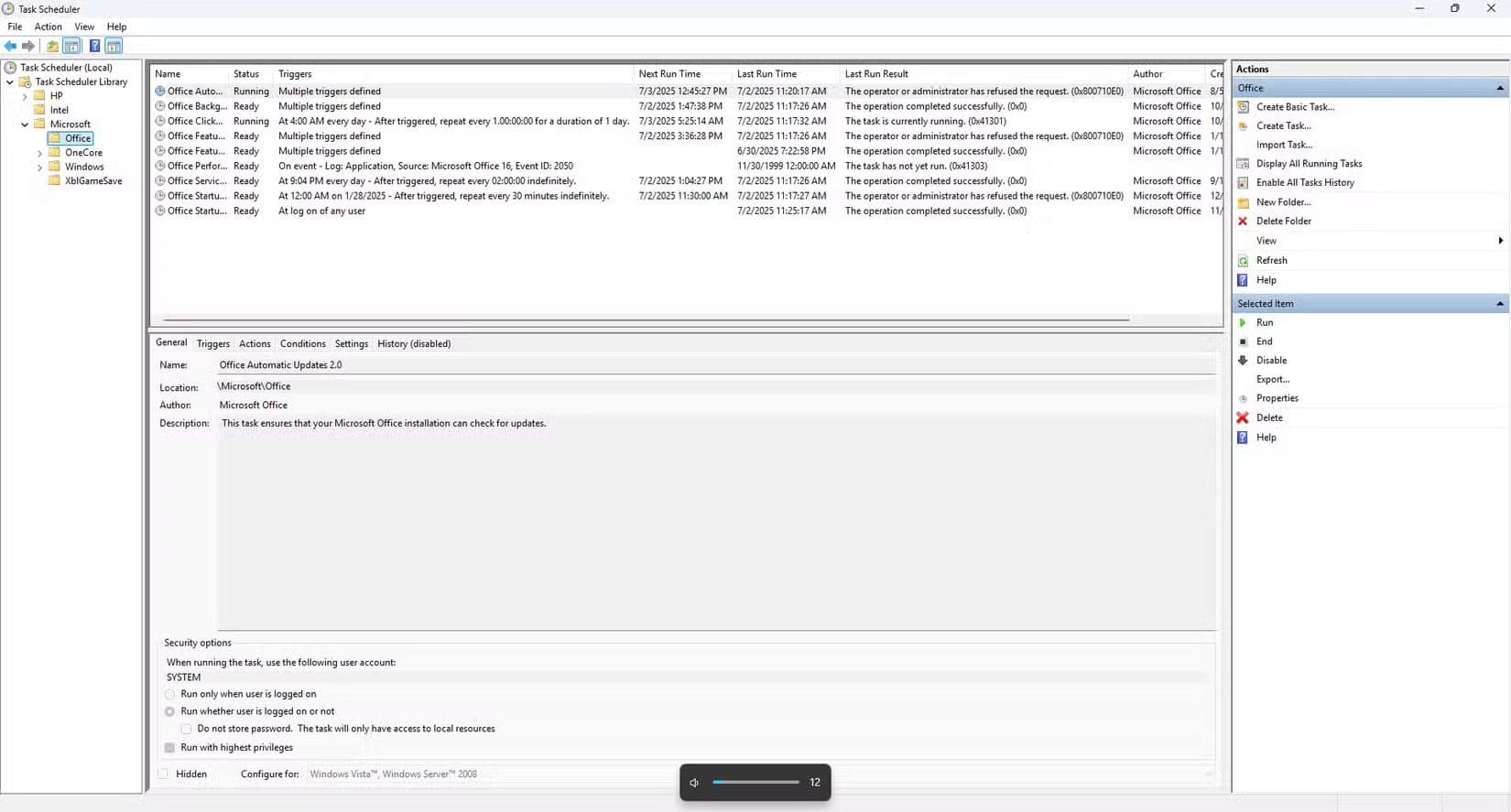 windows-task-scheduler-showing-office-update-task كيفية استخدام جدولة المهام لجعل Windows يعمل بكفاءة طوال الوقت