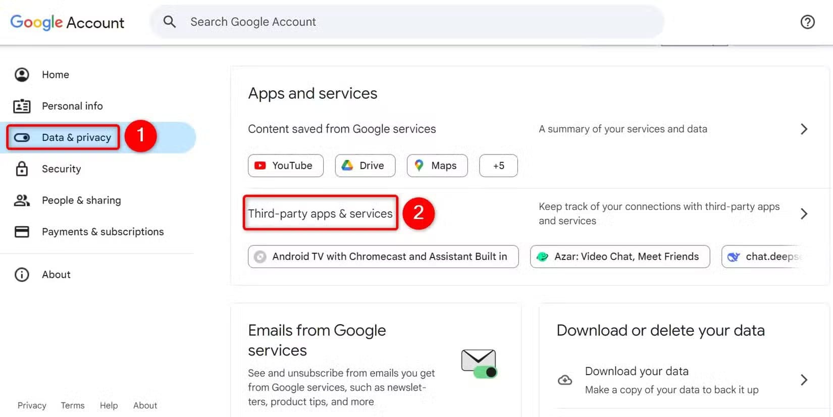 1-google-data-third-party-apps-services استعادة بيانات جوجل القديمة من تطبيق ما زال يعمل بخطوات سهلة