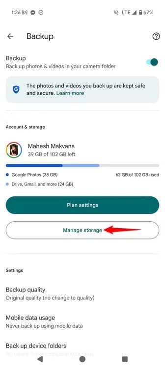 11-google-photos-manage-storage كيف تمنع لقطات الشاشة من ملء مساحة صور Google وتحرر مساحة بسهولة