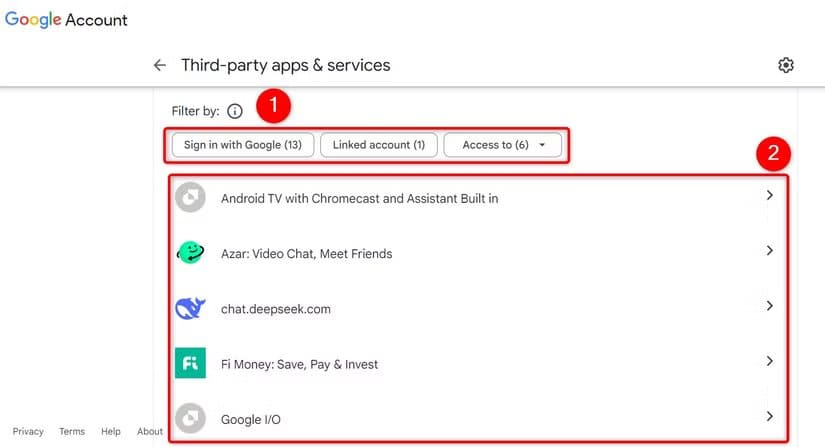 2-google-data-choose-service استعادة بيانات جوجل القديمة من تطبيق ما زال يعمل بخطوات سهلة