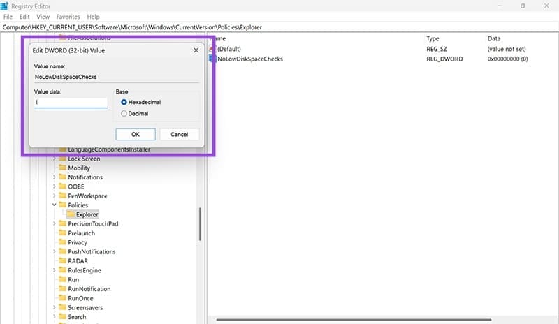 Disable-Low-Disk-Space-Warning-Windows-11-7 طريقة تعطيل تحذير انخفاض مساحة القرص في Windows 11