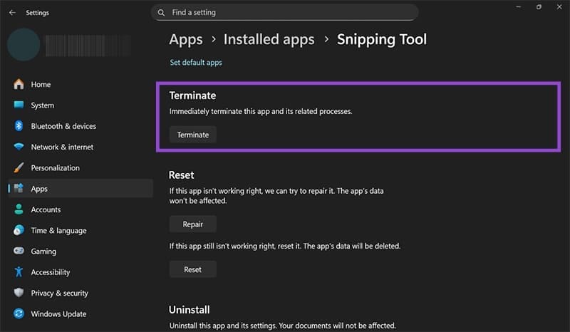 Snipping-Tool-Keeps-Popping-Up-in-Windows-11-Fix-6 حل مشكلة عدم فتح أداة القص في ويندوز 11