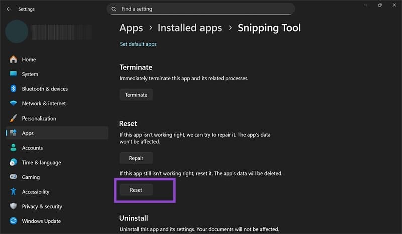 Snipping-Tool-Keeps-Popping-Up-in-Windows-11-Fix-8 حل مشكلة عدم فتح أداة القص في ويندوز 11