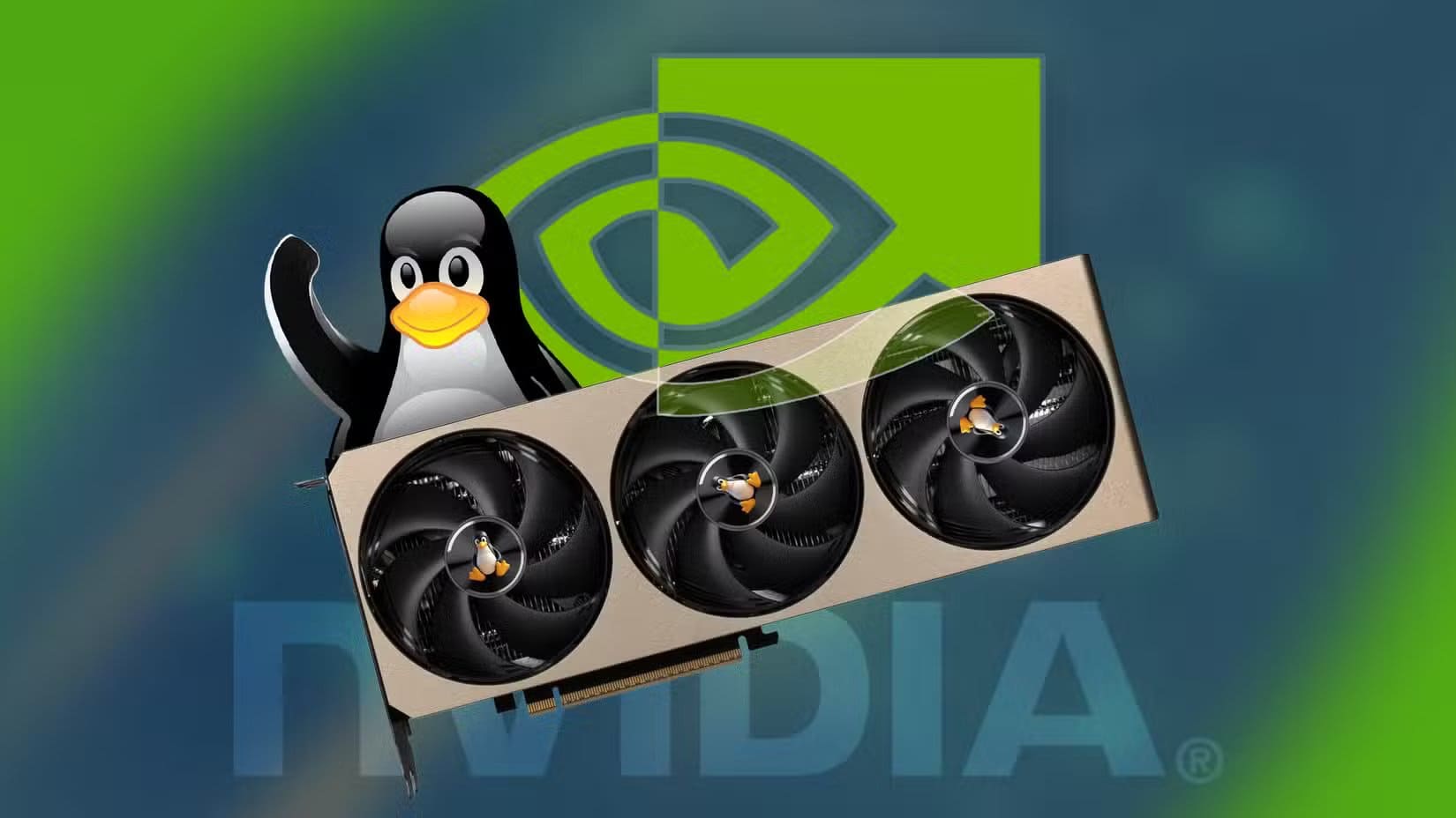 a-gpu-with-the-linux-mascot-beside-it-and-the-nvidia-logo-in-the-background انطلاقة لينكس 2026 فرصة ذهبية لعشّاق الأداء