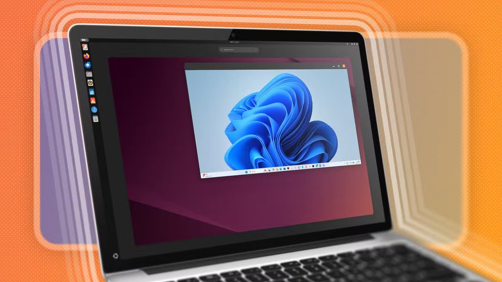 a-laptop-with-ubuntu-with-windows-running-inside-it أي النظامين يناسبك أكثر ويندوز أم لينكس للاستخدام في المختبر المنزلي