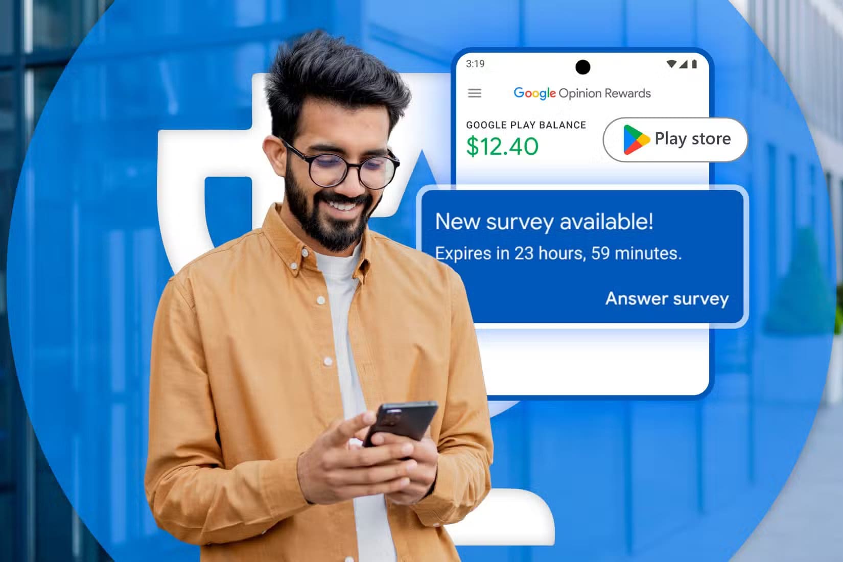 a-person-using-a-smartphone-with-an-image-of-google-opinion-rewards-in-the-background أفضل تطبيقات Google المجهولة التي ستغير طريقة استخدامك للهاتف