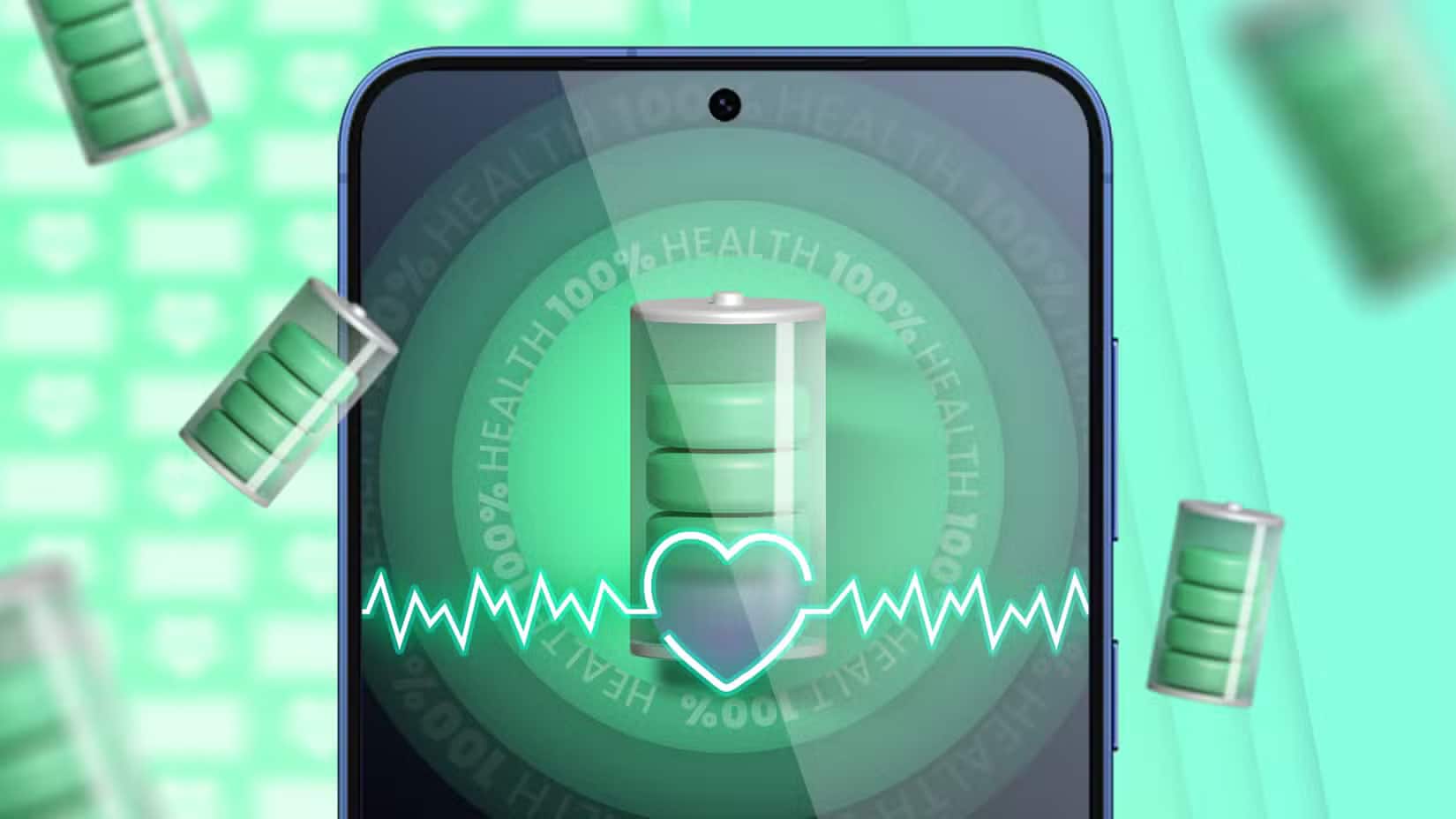 a-phone-screen-showing-a-battery-at-100-health الحقيقة الكاملة حول الشحن السريع وتأثيره على بطارية هاتفك