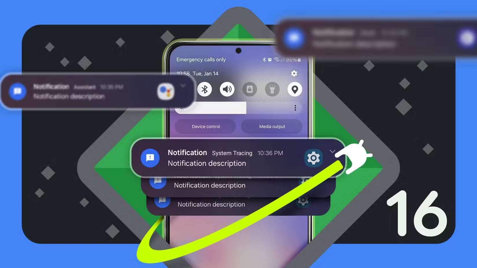 a-smartphone-screen-with-multiple-notifications-and-the-android-16-logo-in-the-background أسرار مفيدة في Android لا يعرفها أغلب المستخدمين