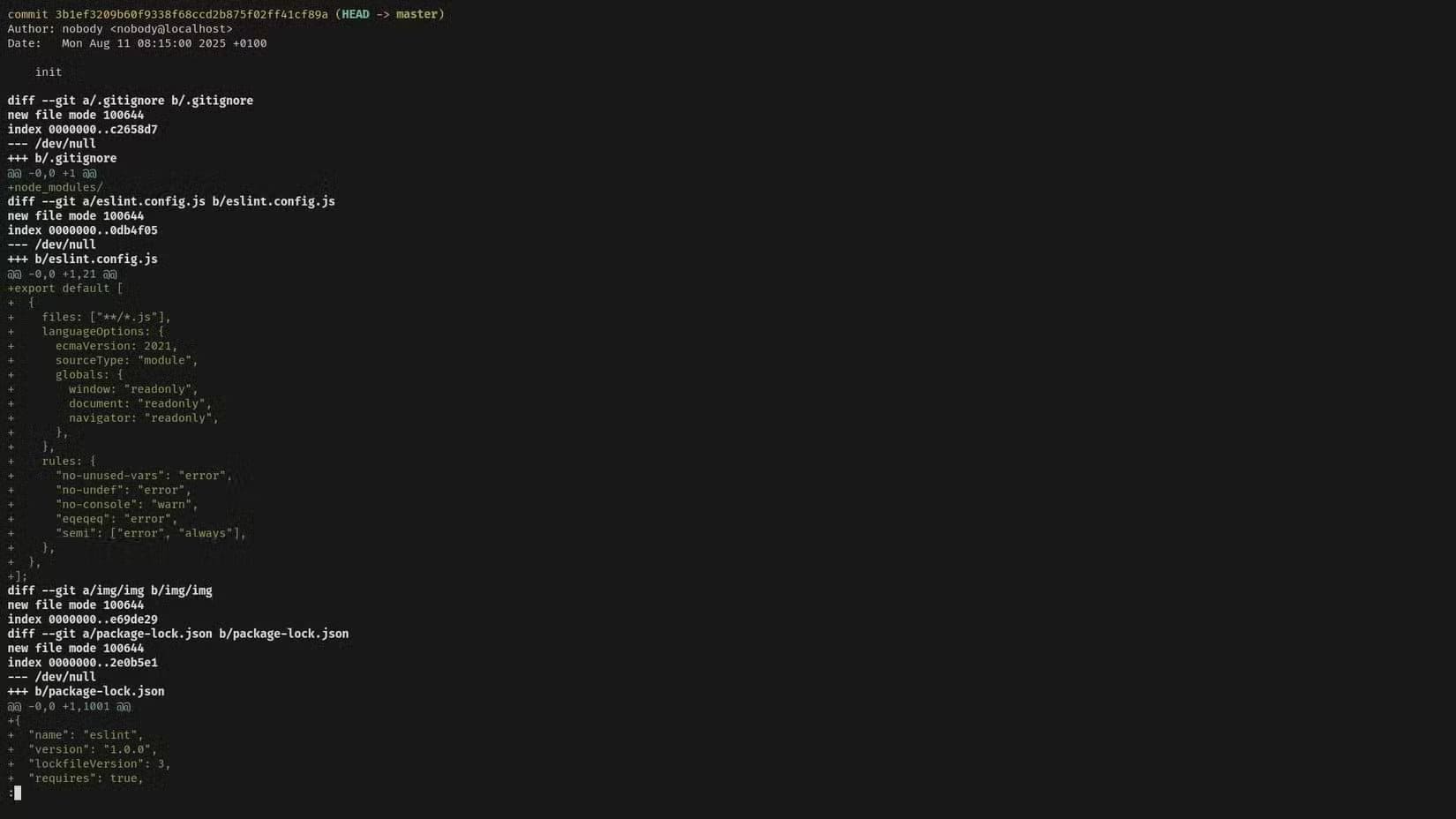 a-terminal-showing-a-git-diff-with-the-commit-author-and-hash-and-added-lines-highlighted-in-green أفضل أدوات البرمجة وبيئات التطوير التي يحتاجها طلاب علوم الكمبيوتر