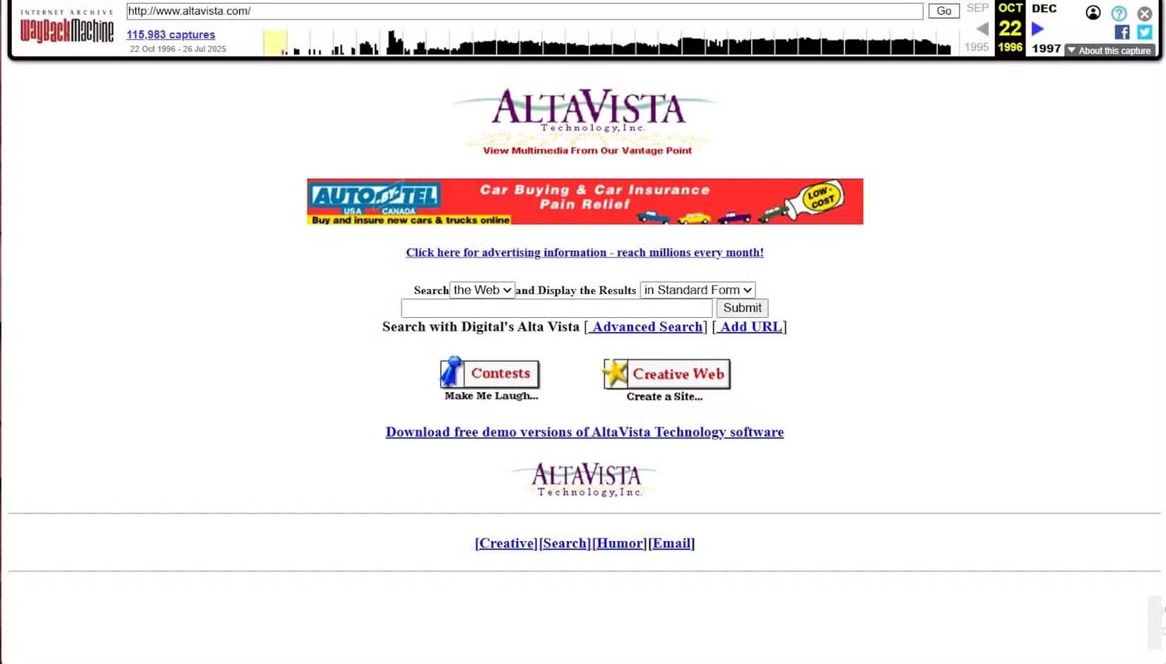 altavista-homepage مواقع شهيرة اختفت من الإنترنت ولم يتبق منها سوى النسخ المؤرشفة
