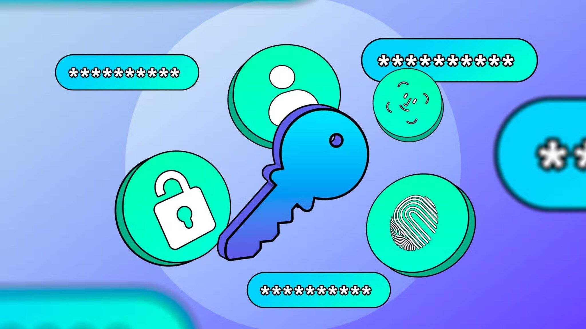 an-illustration-of-a-passkey-featuring-a-key-fingerprint-facial-recognition-and-password-input-fields-scaled أهمية استخدام مدير كلمات المرور لكل طالب وحماية الحسابات بذكاء