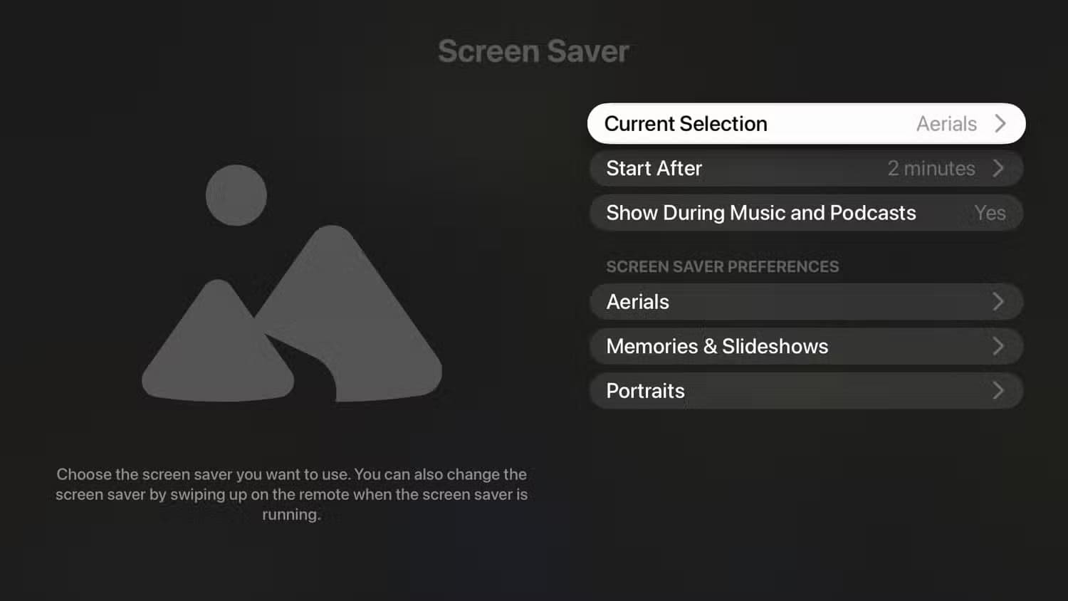 apple-tvos-26-settings-app-screen-savers-current-selection-option-selected 12 ميزة جديدة قادمة إلى Apple TV هذا الخريف