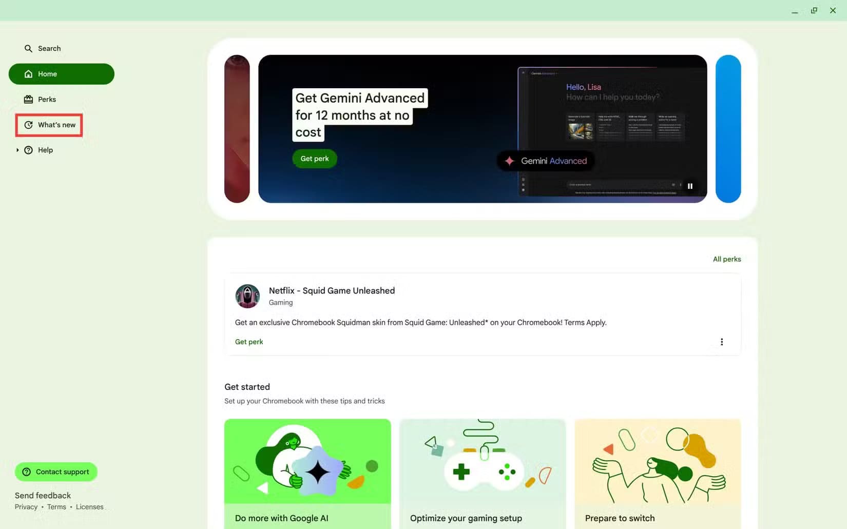 chromebook-explore-app-with-a-red-box-around-the-what-s-new-section خطوات تحديث جهاز Chromebook وحل مشاكل التحديث الشائعة