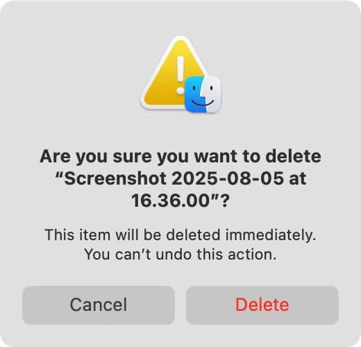 confirm-permanent-file-deletion-on-macos اختصارات ذكية لتسريع البحث في Mac وتوفير الوقت