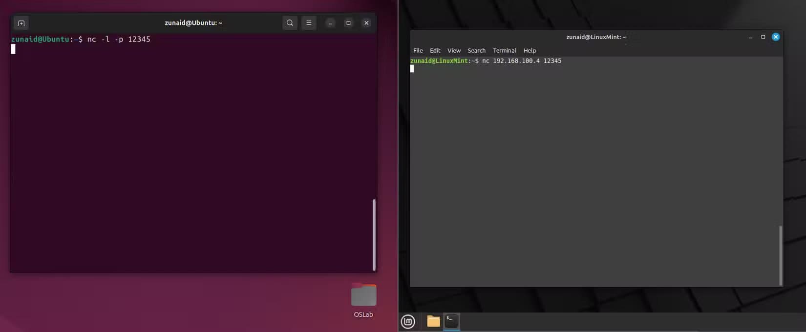 establishing-a-network-connection-between-two-machines-using-nc طرق استخدام الأمر nc في Linux لاختبار الشبكات وحل مشاكل الاتصال