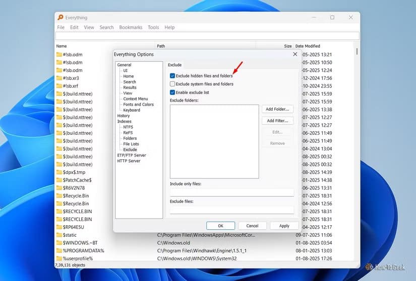 exclude-hidden-files-and-folders-option-in-the-everything-app-1 3 تطبيقات ويندوز غير معروفة ستجعل تجربتك أسرع وأسهل
