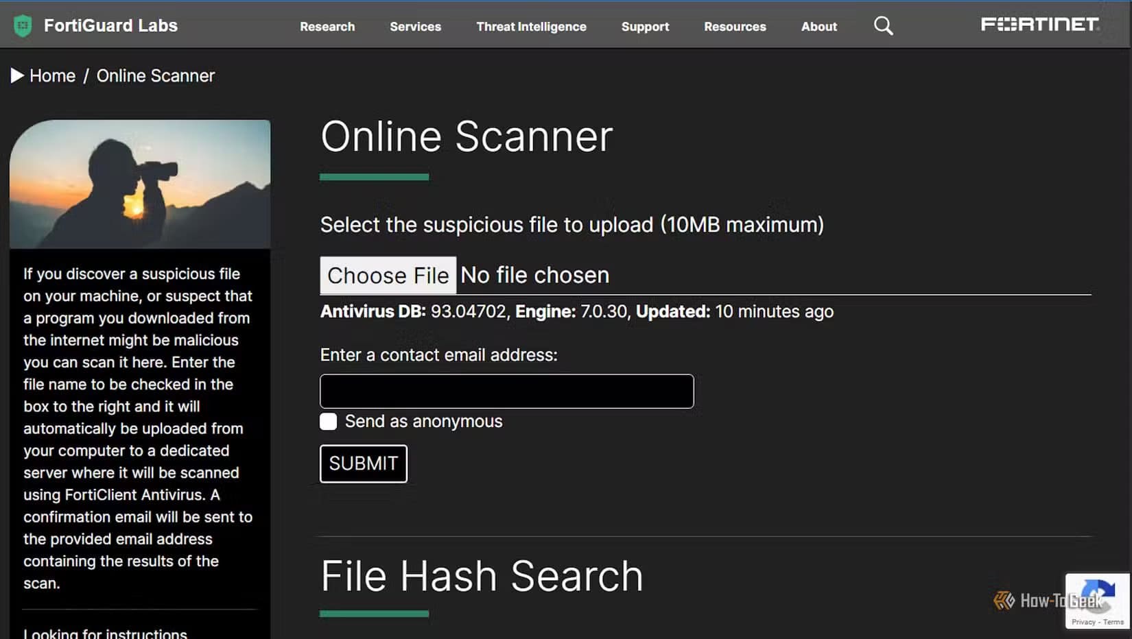 fortiguard-labs-file-scanner كيف تفحص أي ملف مشبوه باستخدام أدوات مجانية بدون تحميل برامج