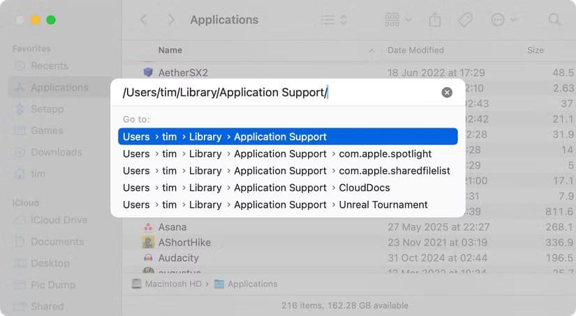 go-to-folder-dialog-in-macos-finder اختصارات ذكية لتسريع البحث في Mac وتوفير الوقت