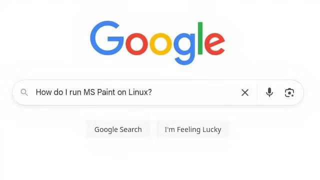 google-search-page-with-the-google-logo-showing-a-search-box-containing-the-query-how-do-i-install-ms-paint-on-linux علامات واضحة تؤكد أنك أصبحت تفكر بعقلية مستخدم Linux