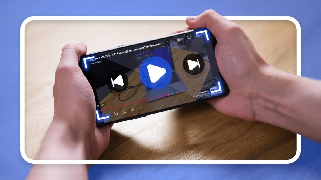 hands_holding_a_smartphone_in_landscape_mode_while_watching_a_video__with_play_and_skip_icons_on_screen أسباب قد تجعلك تفضل الشاشة الصغيرة لمشاهدة الفيديو