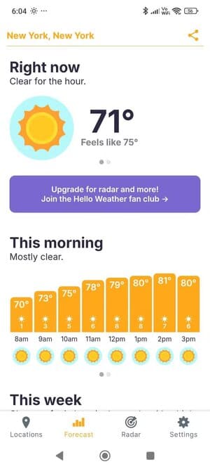hello-weather-homescreen أفضل تطبيقات الطقس على أندرويد الآمنة التي تحمي خصوصيتك