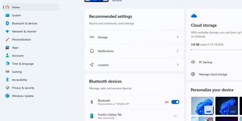 home-screen-settings-app الفرق بين لوحة التحكم وإعدادات ويندوز ولماذا يختار المستخدمون التغيير