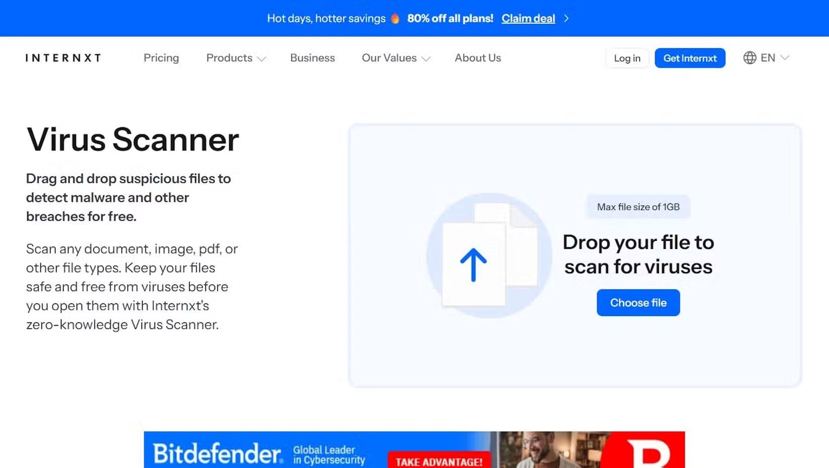 internxt-virus-scanner كيف تفحص أي ملف مشبوه باستخدام أدوات مجانية بدون تحميل برامج