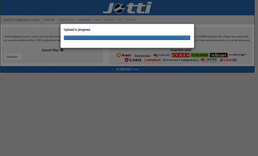 jottis-malware-scan-file-upload-process-1 كيف تفحص أي ملف مشبوه باستخدام أدوات مجانية بدون تحميل برامج