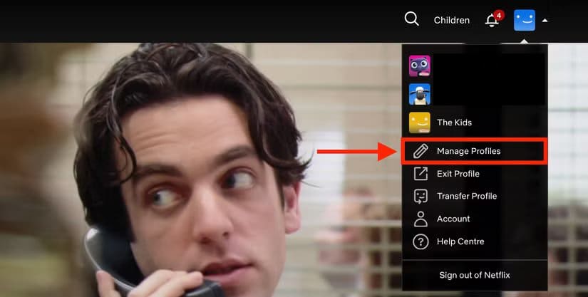 manage-profiles-option-in-profile-menu-for-netflix-in-a-browser أفضل الطرق لمشاركة كلمات المرور بأمان دون تعريض بياناتك للخطر