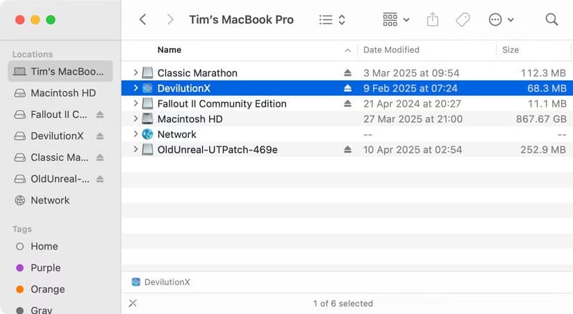 multiple-mounted-dmg-files-in-macos-finder اختصارات ذكية لتسريع البحث في Mac وتوفير الوقت