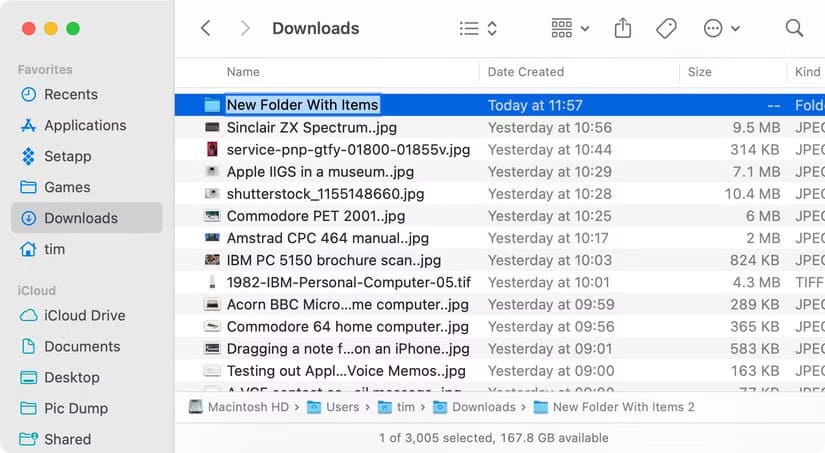 new-folder-with-items-in-macos-finder اختصارات ذكية لتسريع البحث في Mac وتوفير الوقت