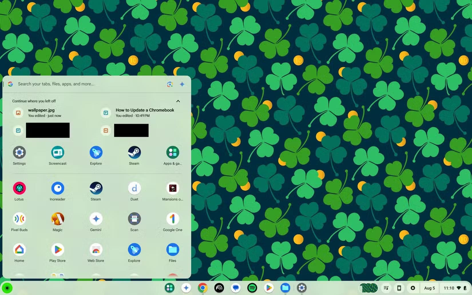 opening-the-launcher-on-a-chromebook خطوات تحديث جهاز Chromebook وحل مشاكل التحديث الشائعة