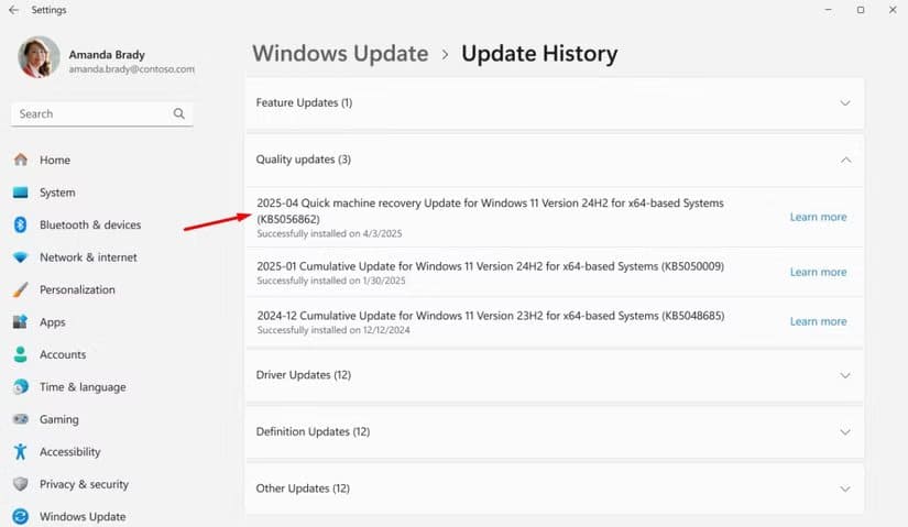quick-machine-recovery-update-in-windows-11 طريقة استعادة نظام Windows 11 بسرعة بعد فشل التمهيد بدون فقدان الملفات