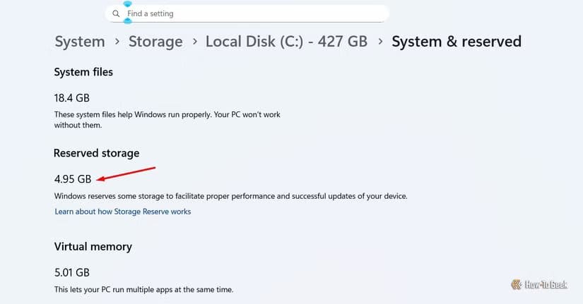 reserved-storage-on-my-computer طريقة فعالة لتوفير مساحة التخزين على الكمبيوتر Windows 11 عبر إيقاف إعداد مخفي