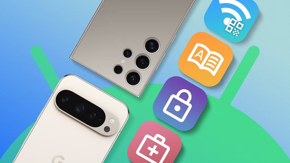 samsung-and-google-smartphones-over-a-blue-and-green-android-themed-background-with-some-icons-beside 4 ميزات خفية في Android لا يعرفها الكثير