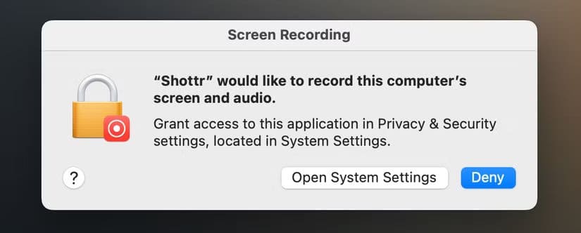 screen-recording-permission-request كيفية التحقق من أذونات تطبيقات ماك وحماية خصوصيتك من الاستخدام غير المصرح به