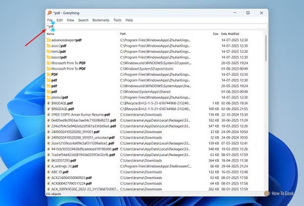 searching-for-a-particluar-extension-file-in-the-everything-app-1 3 تطبيقات ويندوز غير معروفة ستجعل تجربتك أسرع وأسهل