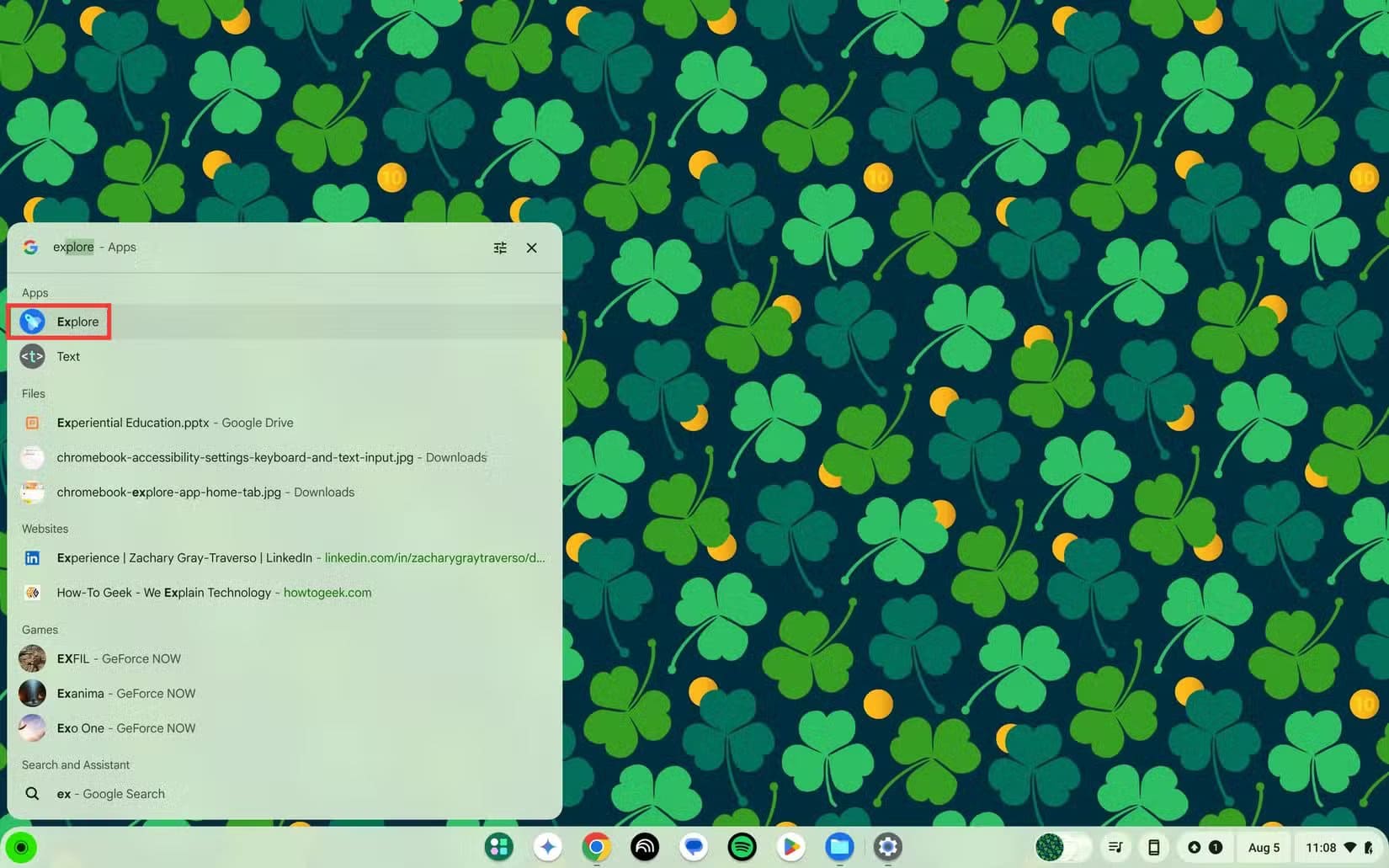 searching-for-the-explore-app-in-the-chromebook-launcher خطوات تحديث جهاز Chromebook وحل مشاكل التحديث الشائعة