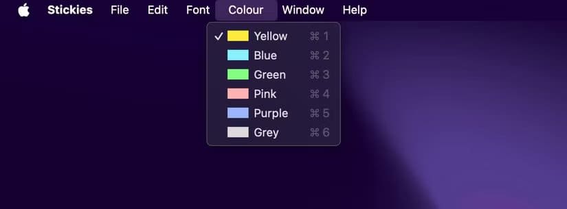 stickies-color-options أفضل تطبيق Mac قديم ما زال ينافس أقوى البرامج الحديثة