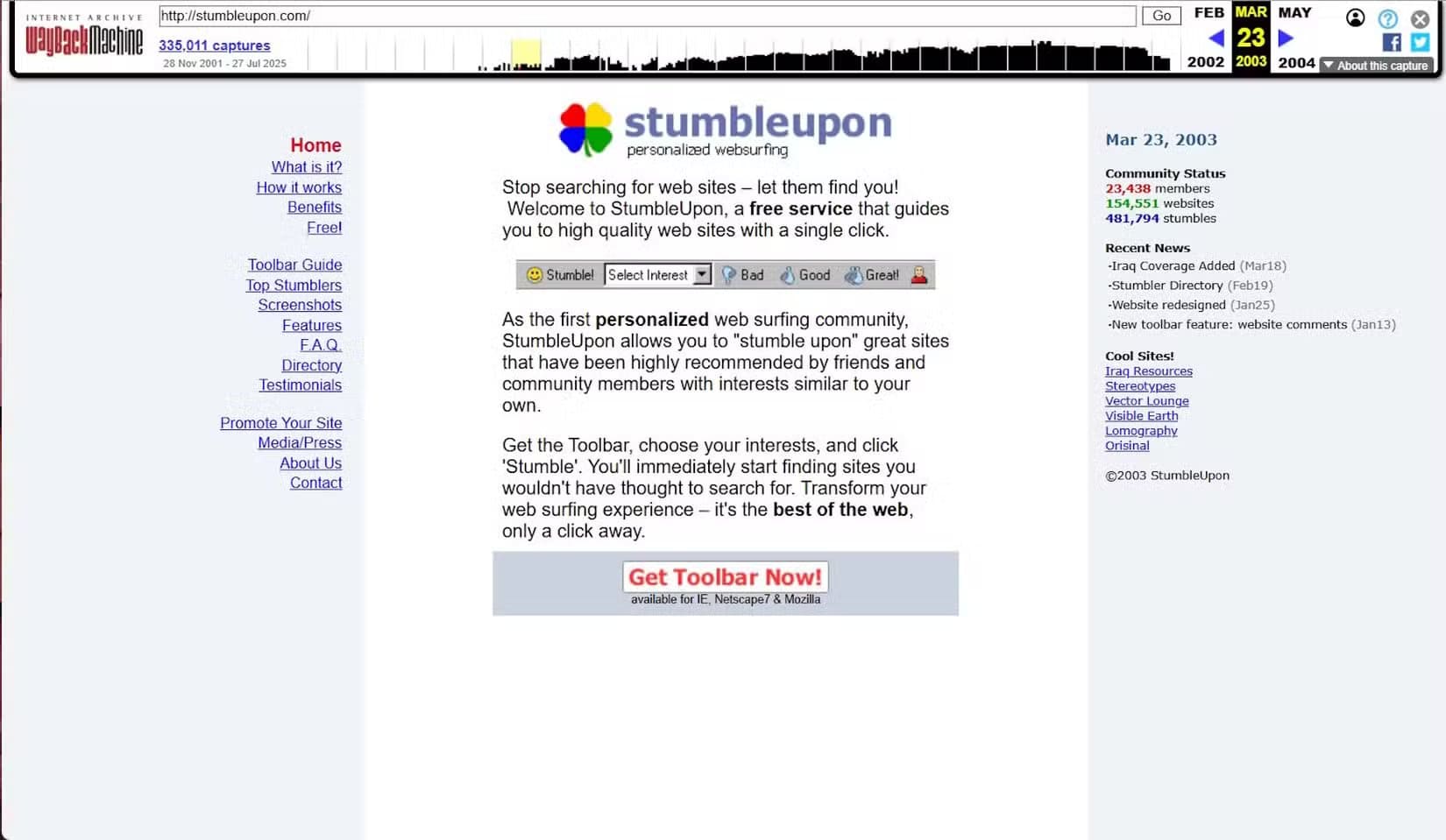stumbleupon-homepage مواقع شهيرة اختفت من الإنترنت ولم يتبق منها سوى النسخ المؤرشفة