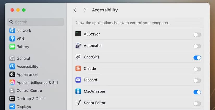 the-accessibility-settings-in-macos كيفية التحقق من أذونات تطبيقات ماك وحماية خصوصيتك من الاستخدام غير المصرح به