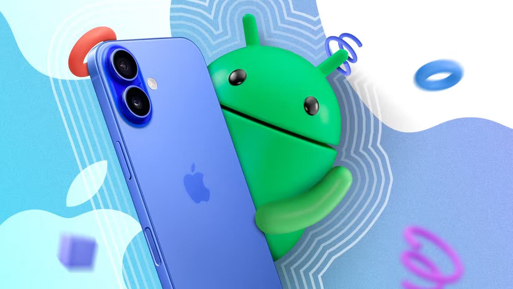 the-android-mascot-holding-an-iphone-16 خرافات شائعة عن فيروسات الكمبيوتر يصدقها الكثيرون وحقيقتها