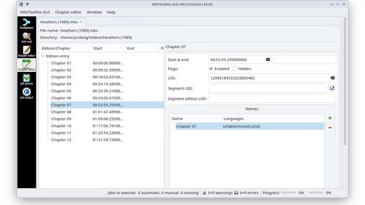 the-mkvtoolnix-app-with-the-chapter-editor-view-open تطبيقات Linux المفيدة التي يستخدمها كثير من المحترفين