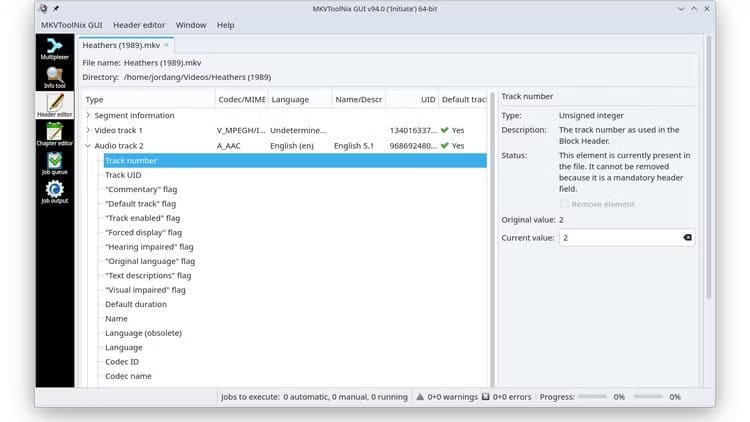 the-mkvtoolnix-app-with-the-header-editor-view-open تطبيقات Linux المفيدة التي يستخدمها كثير من المحترفين