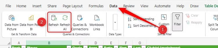 the-refresh-and-refresh-all-buttons-in-the-data-tab-on-the-excel-for-the-web-ribbon ميزات Microsoft Excel الجديدة التي تُسهل عملك وتزيد الإنتاجية