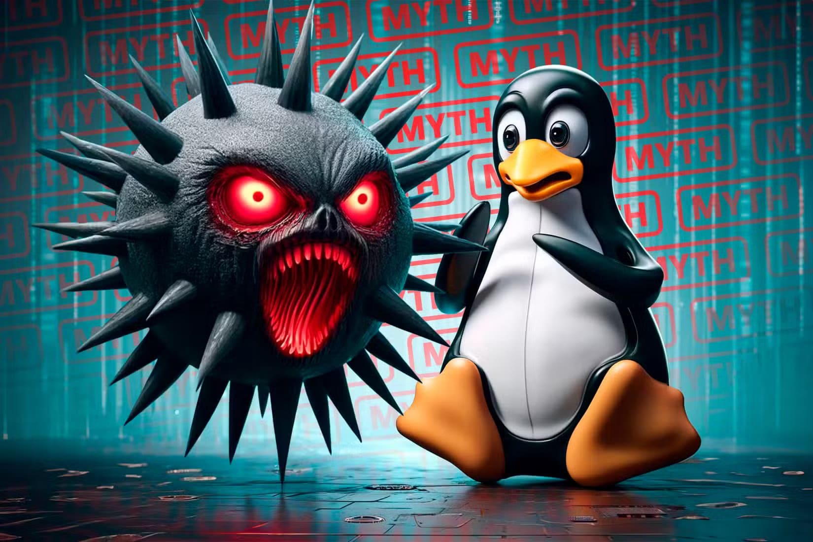 tux-linux-scared-looking-at-a-virus خرافات شائعة عن فيروسات الكمبيوتر يصدقها الكثيرون وحقيقتها